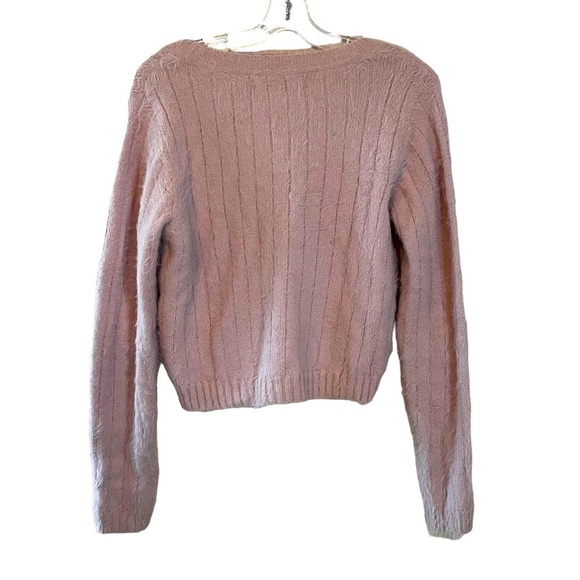 VERO Moda Soft V-Neck Pink Cropped Sweater Size Large - Picture 2 of 6
